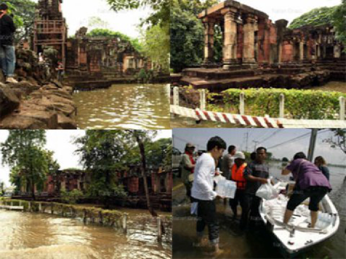 น้ำสูง2ม.หวั่นกำแพงปราสาทหินพิมายทรุด