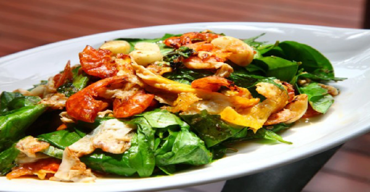 ผัดใบเหมียงกุ้งกรอบ ผัดใบเหมียงกุ้งกรอบ