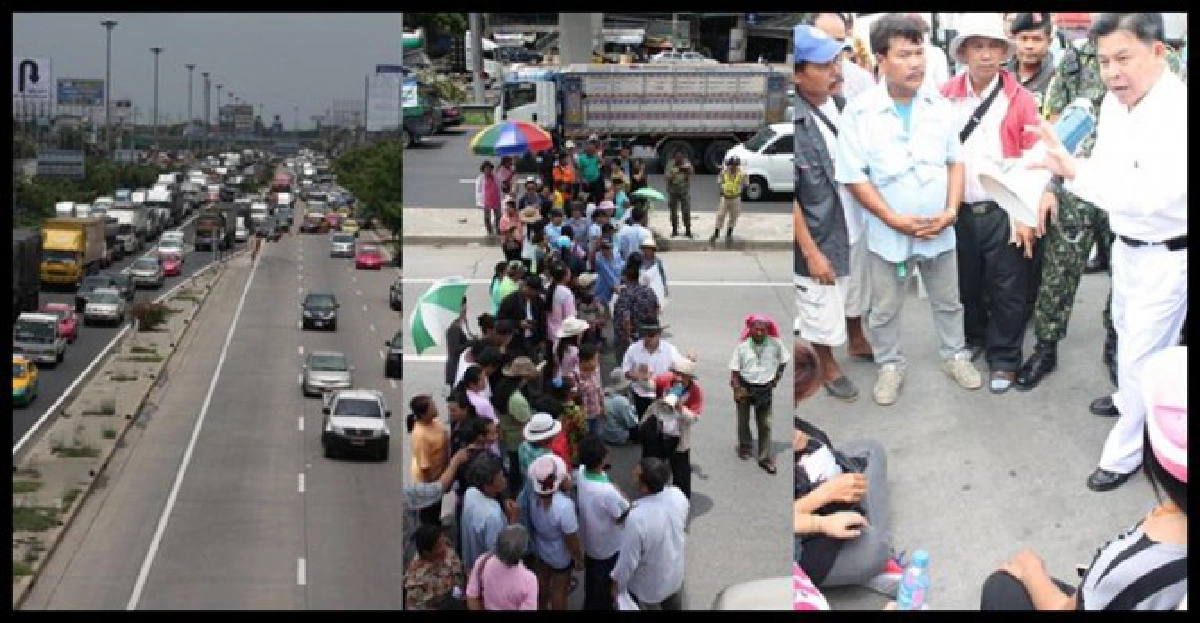 ชาวบางใหญ่เอาบ้าง'ปิดถนนประท้วง' ชาวบางใหญ่เอาบ้าง'ปิดถนนประท้วง'