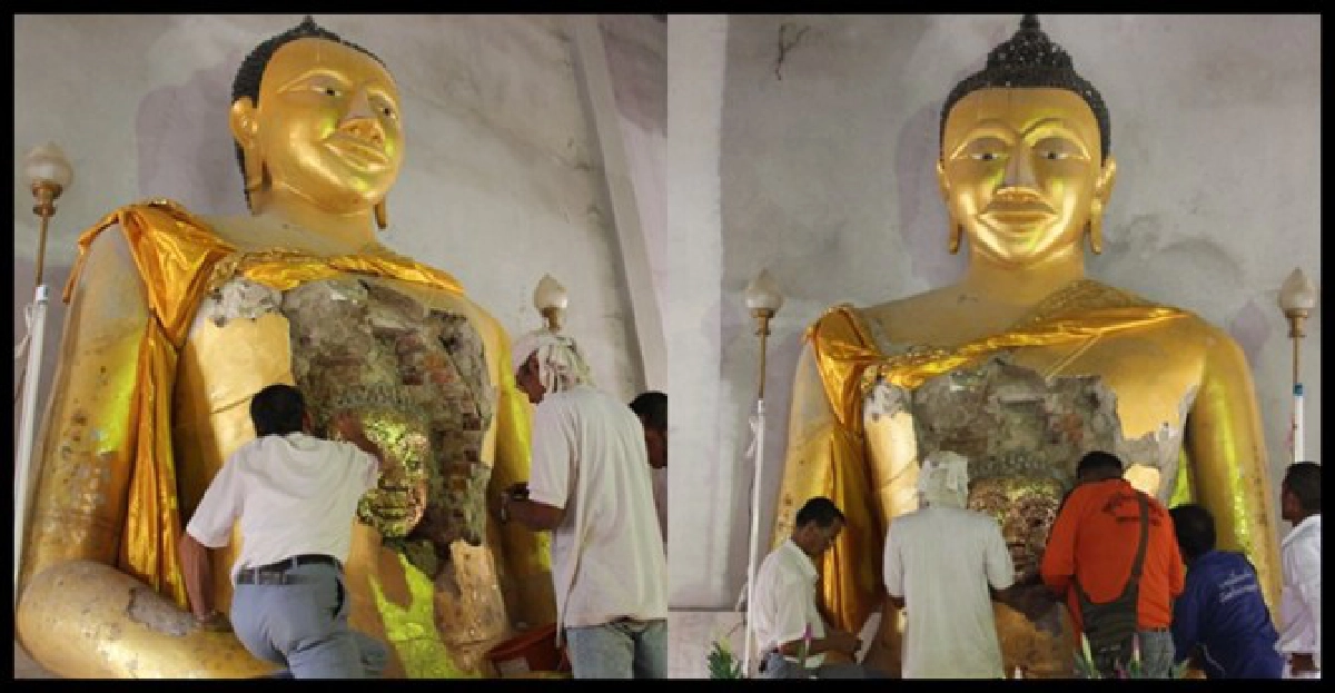 ตะลึง!พุทธรูปเก่าแตกเศียรโผล่หน้าอก ตะลึง!พุทธรูปเก่าแตกเศียรโผล่หน้าอก