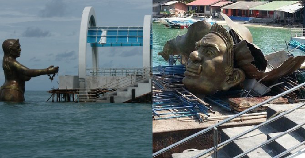 คลื่นซัด'รูปปั้นนางยักษ์เกาะเสม็ด'ล้ม คลื่นซัด'รูปปั้นนางยักษ์เกาะเสม็ด'ล้ม