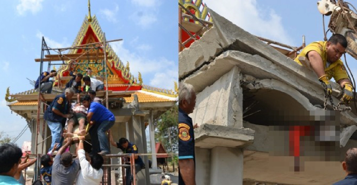 สยอง!ซุ้มประตูโบสถ์พังดับ1สาหัส2 