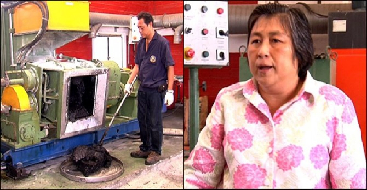 'ยางแห้ง'ผสมยางมะตอยราดถนน