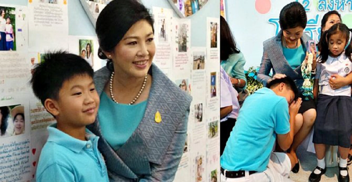 'ปู'น้ำตาคลอ!ลูกชายกราบเท้า