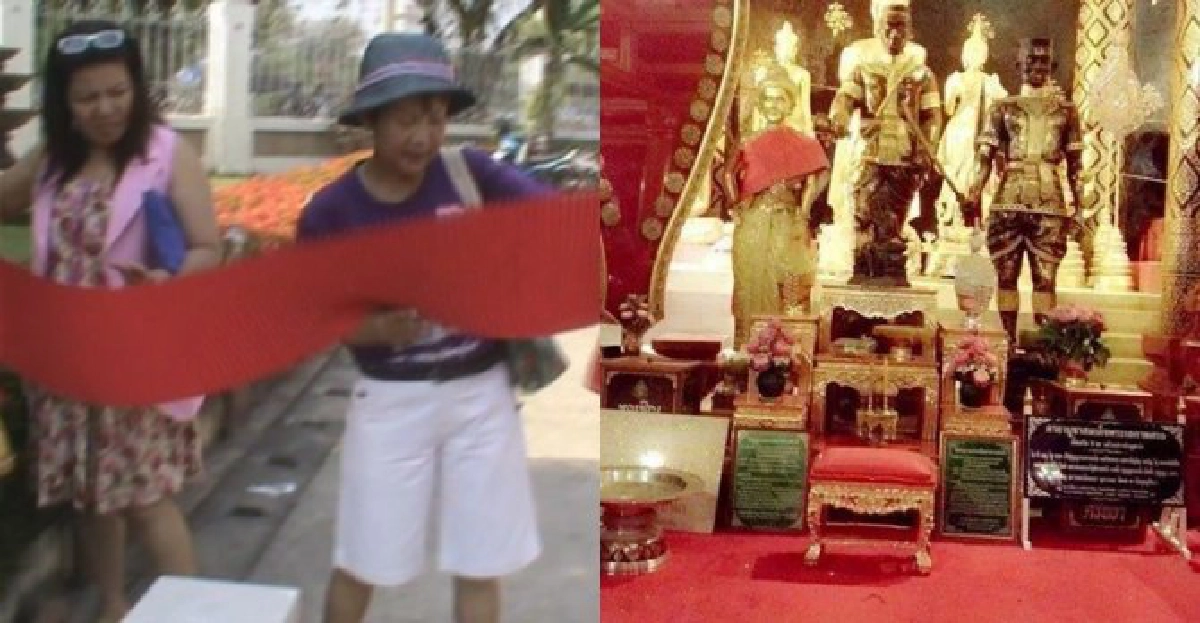 แก้บน!ห่มสไบแดงพระสุพรรณกัลยา แก้บน!ห่มสไบแดงพระสุพรรณกัลยา