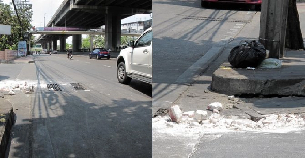 ทางเข้าซอยชำรุดและก่อปูนล้ำทางเท้า ทางเข้าซอยชำรุดและก่อปูนล้ำทางเท้า