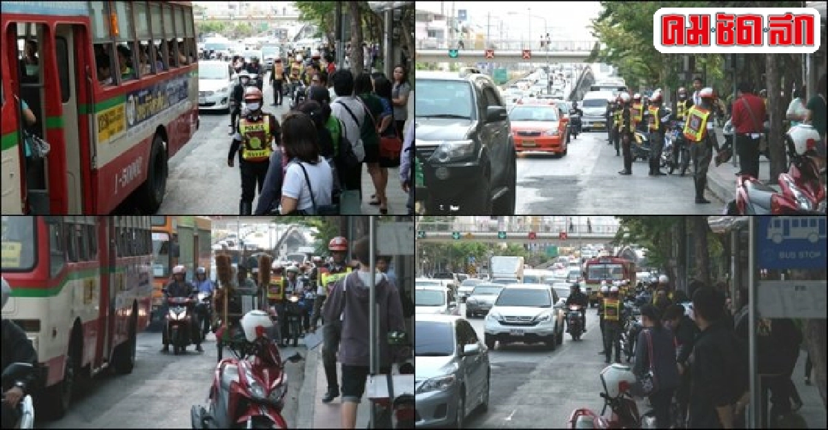 ตั้งด่านจับรถจยย.ขึ้นสะพานแต่บังป้ายรถเมล์