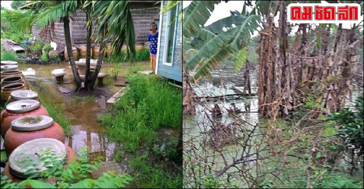 หมู่บ้านระบายน้ำทิ้งท่วมที่ดินชาวบ้าน หมู่บ้านระบายน้ำทิ้งท่วมที่ดินชาวบ้าน
