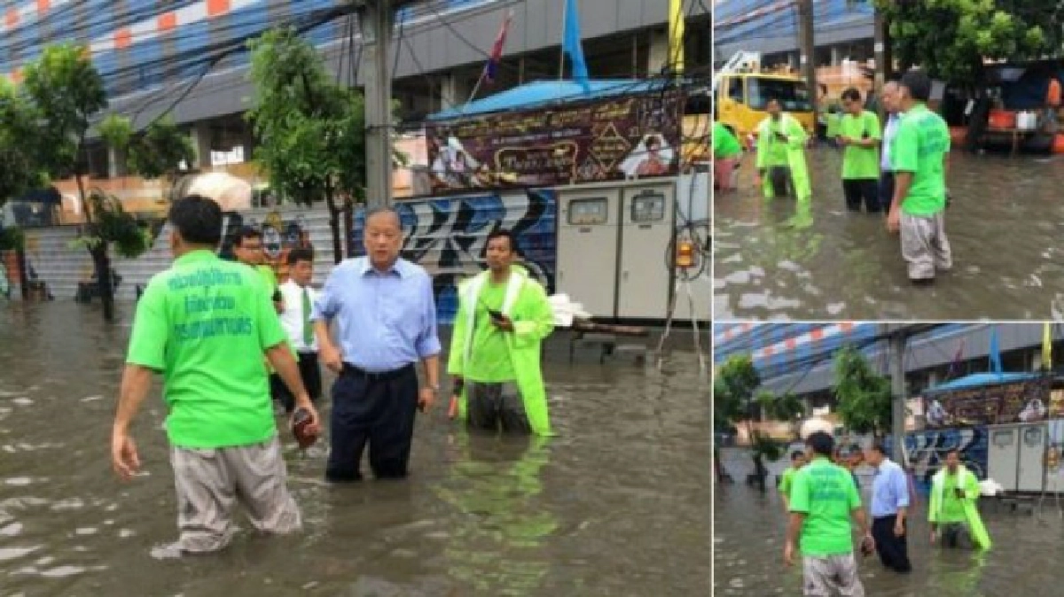 “สุขุมพันธุ์”ตรวจน้ำท่วมหน้าศาลอาญา                         