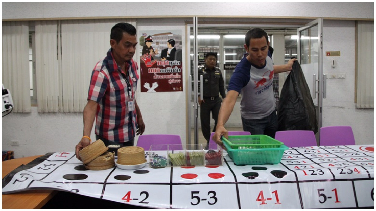 รวบ47นักพนันไฮโลเงิน3.7หมืน รวบ47นักพนันไฮโลเงิน3.7หมืน