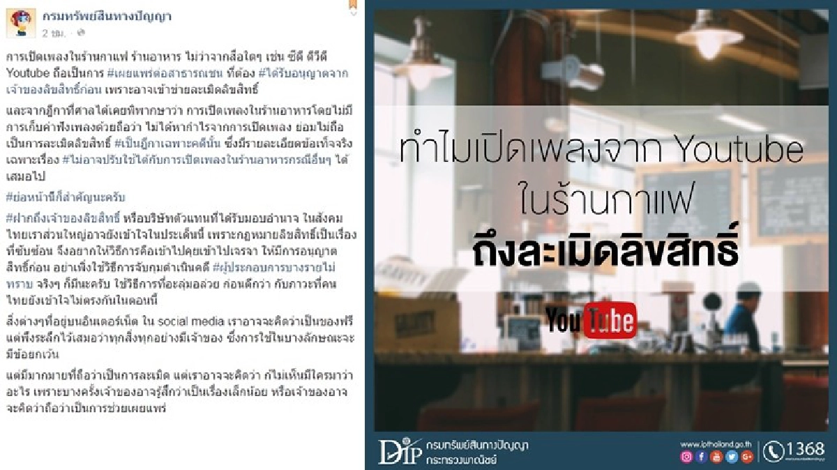 เคลียร์ชัดๆร้านกาแฟเปิดเพลงผิดมั้ย เคลียร์ชัดๆร้านกาแฟเปิดเพลงผิดมั้ย