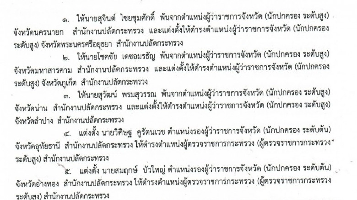 “มท.” คลอด “24 พ่อเมือง – 3ผู้ตรวจฯ”
