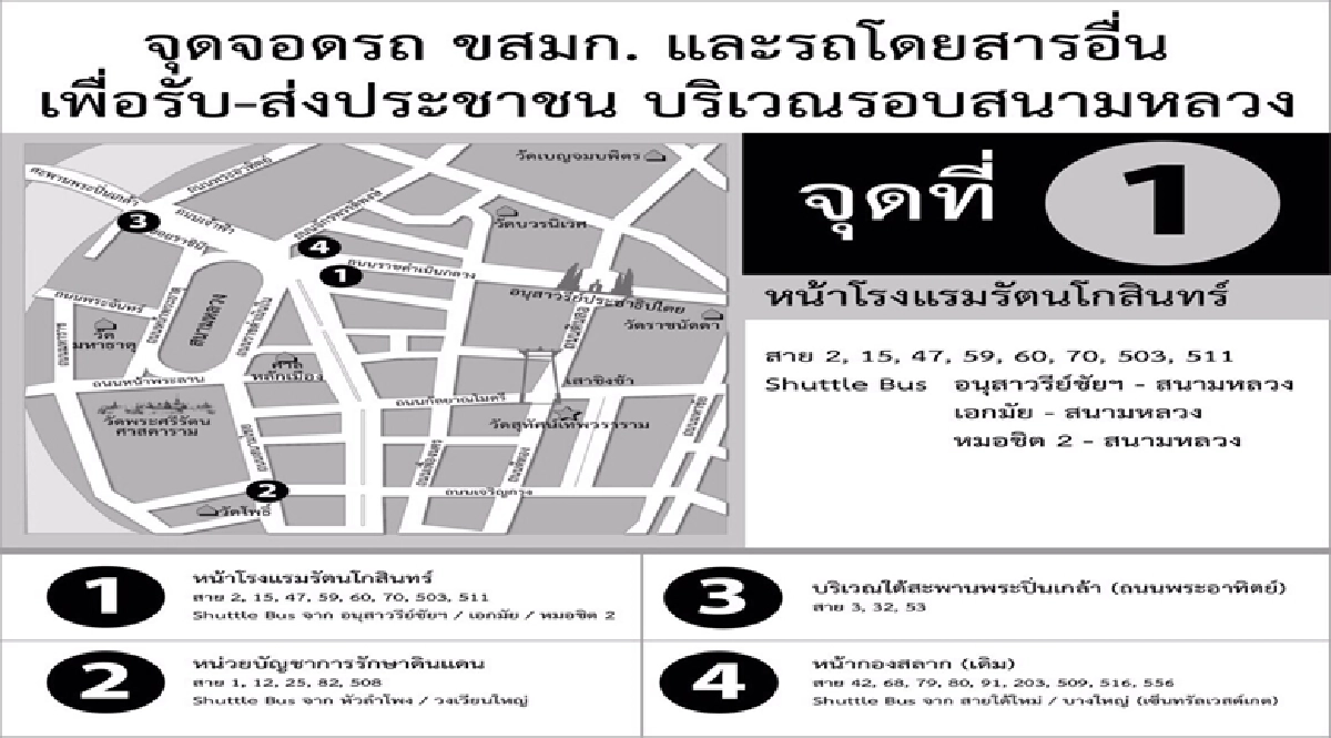 ศตส.จัดที่จอดรถ4มุมเมืองรับคลื่นมหาชนแสดงความอาลัย