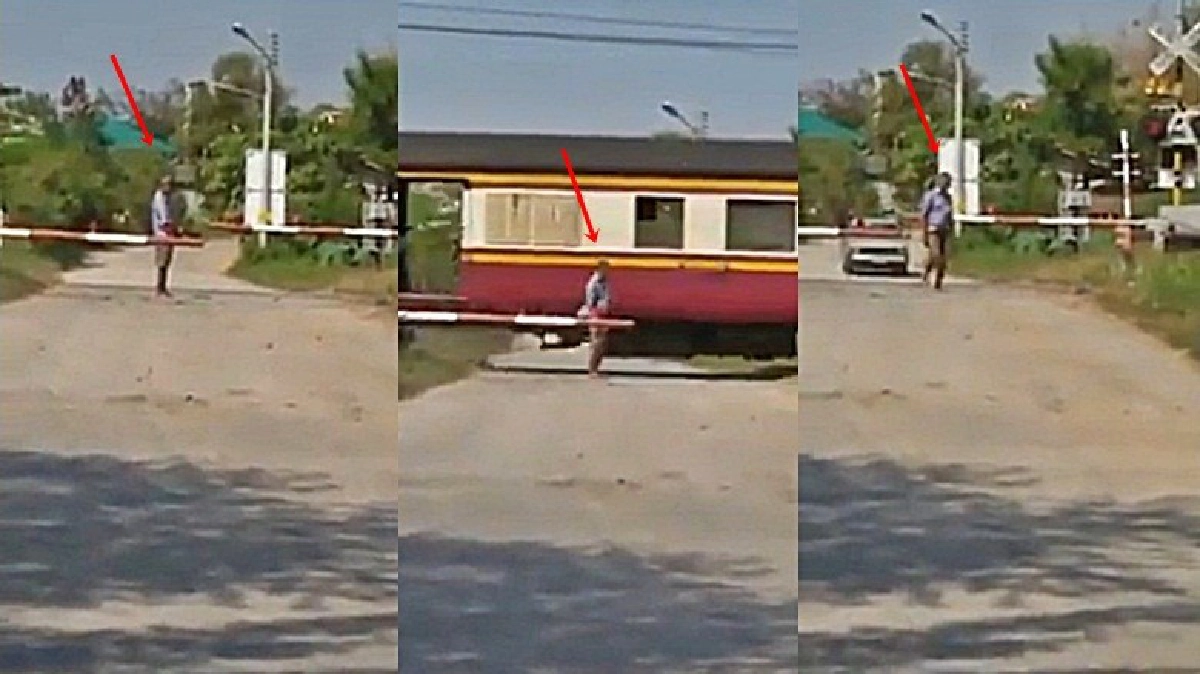 หนุ่มใหญ่ยืนใกล้รางรถไฟหวิดถูกขยี้! หนุ่มใหญ่ยืนใกล้รางรถไฟหวิดถูกขยี้!