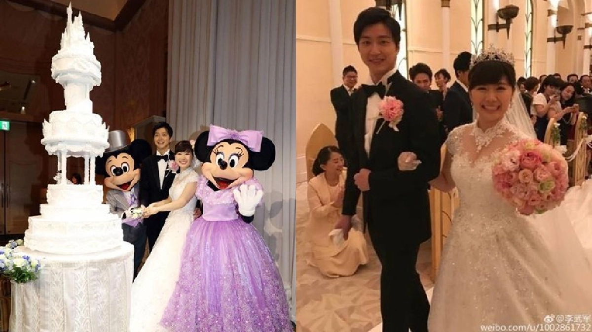 คู่รักนักปิงปองแต่งงานท่ามกลางตัวการ์ตูนดิสนีย์
