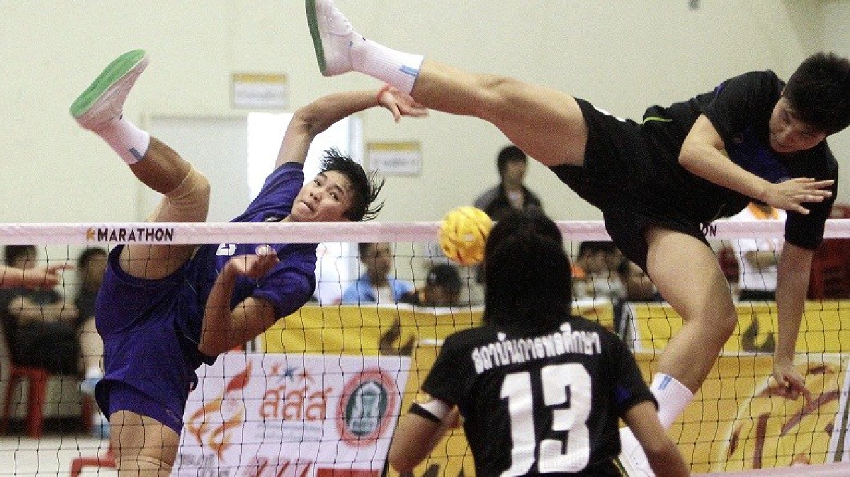กรุงเทพธนฯล้มทีมชาติ ซิวทองตะกร้อหญิงคู่