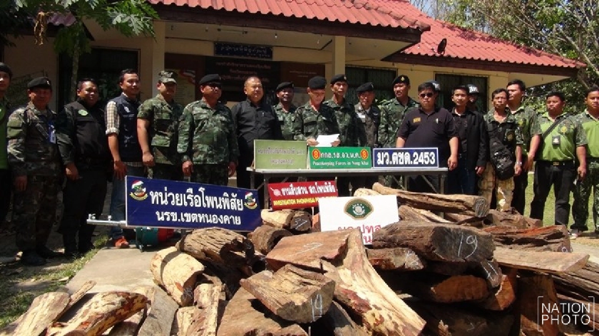 ยึดไม้พะยูง 61 ท่อนลำเลียงลงเรือข้ามโขง