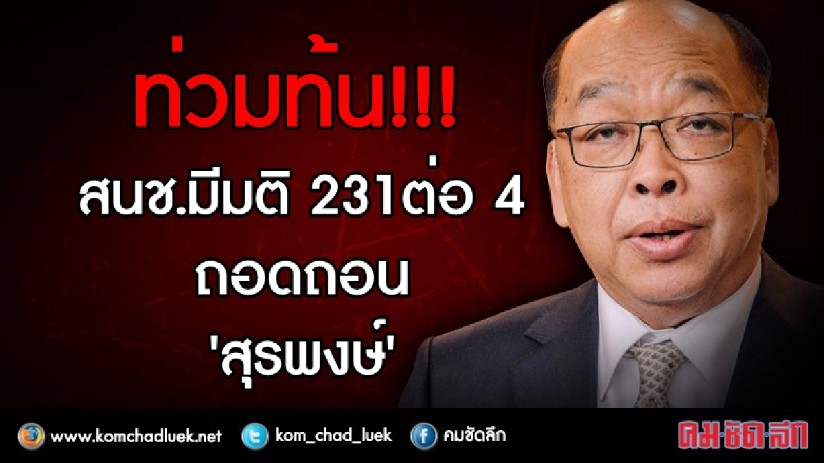ด่วน!! สนช. มีมติท่วมท้น!! ถอดถอน "สุรพงษ์" ด่วน!! สนช. มีมติท่วมท้น!! ถอดถอน "สุรพงษ์"