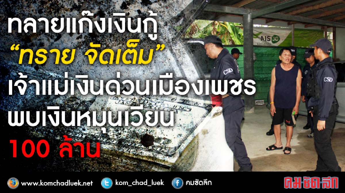 ทลายเจ้าแม่เงินด่วนเมืองเพชรสะพัด100ล้าน ทลายเจ้าแม่เงินด่วนเมืองเพชรสะพัด100ล้าน