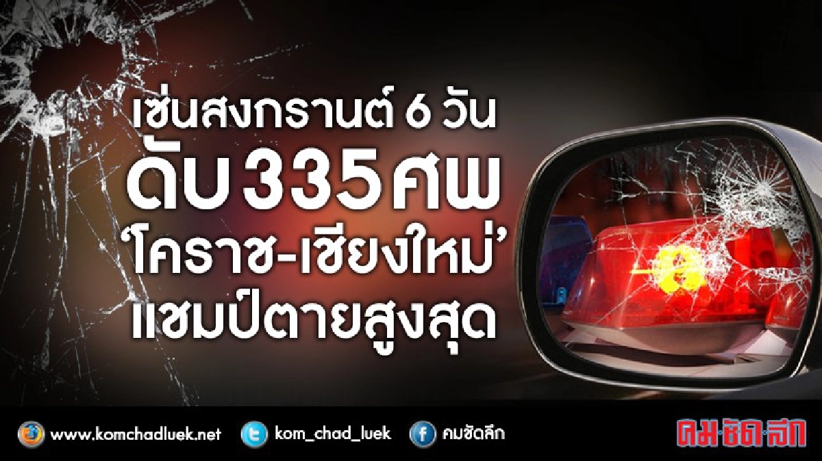 ยอดพุ่ง 6 วัน เซ่นเมาขับ-เที่ยวสงกรานต์ดับ 335 ยอดพุ่ง 6 วัน เซ่นเมาขับ-เที่ยวสงกรานต์ดับ 335