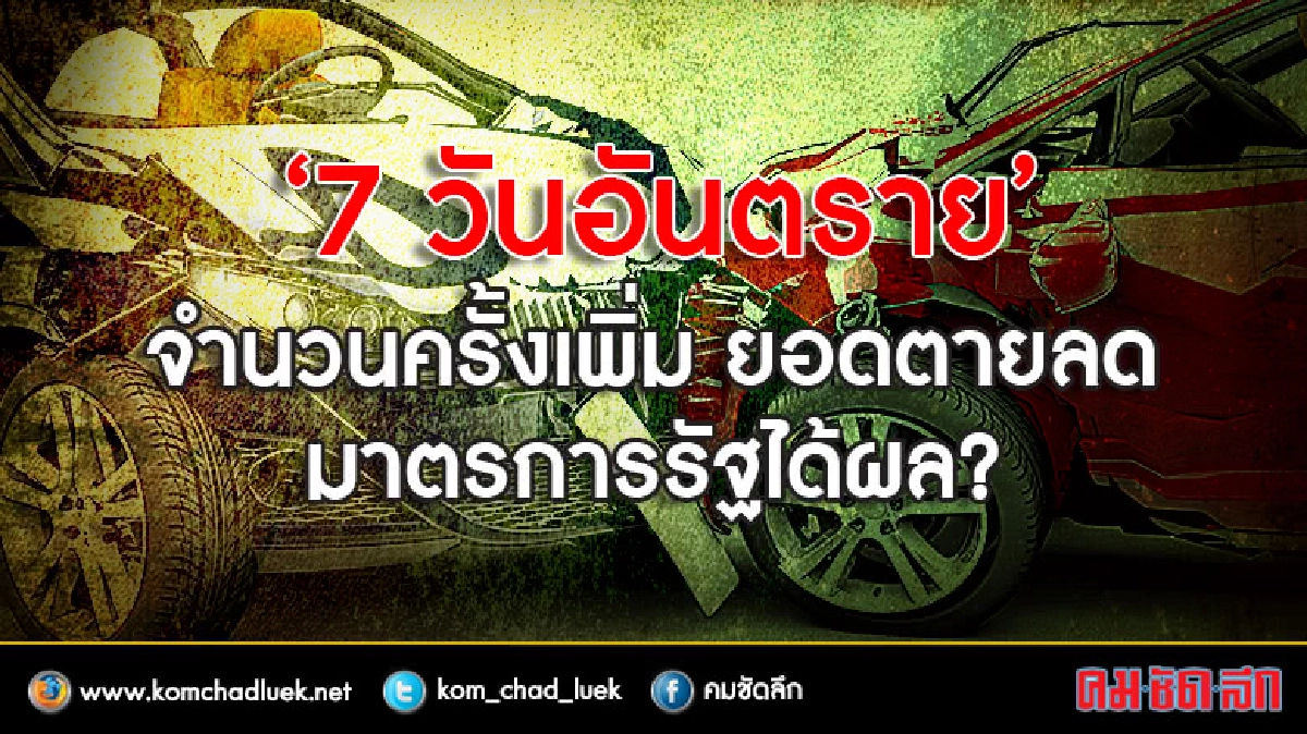 7วันอันตราย จำนวนครั้งเพิ่ม ยอดตายลด มาตรการรัฐได้ผล? 7วันอันตราย จำนวนครั้งเพิ่ม ยอดตายลด มาตรการรัฐได้ผล?