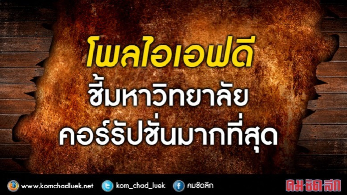 "มหาวิทยาลัยคอร์รัปชั่นมากที่สุด!!" : โพล 