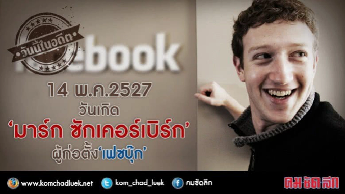 วันนี้ในอดีต.วันเกิด‘มาร์ก ซักเคอร์เบิร์ก’ผู้ก่อตั้งเฟซบุ๊ก