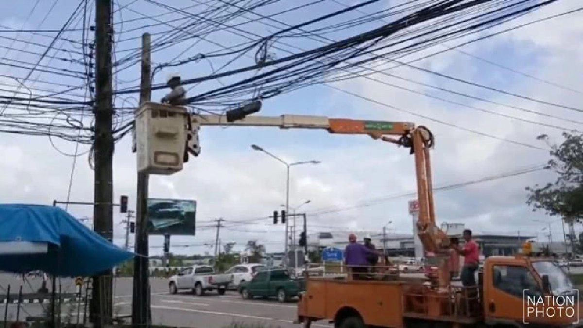 บึงกาฬจัดระเบียบสายไฟ-สายเคเบิลรับท่องเที่ยว บึงกาฬจัดระเบียบสายไฟ-สายเคเบิลรับท่องเที่ยว