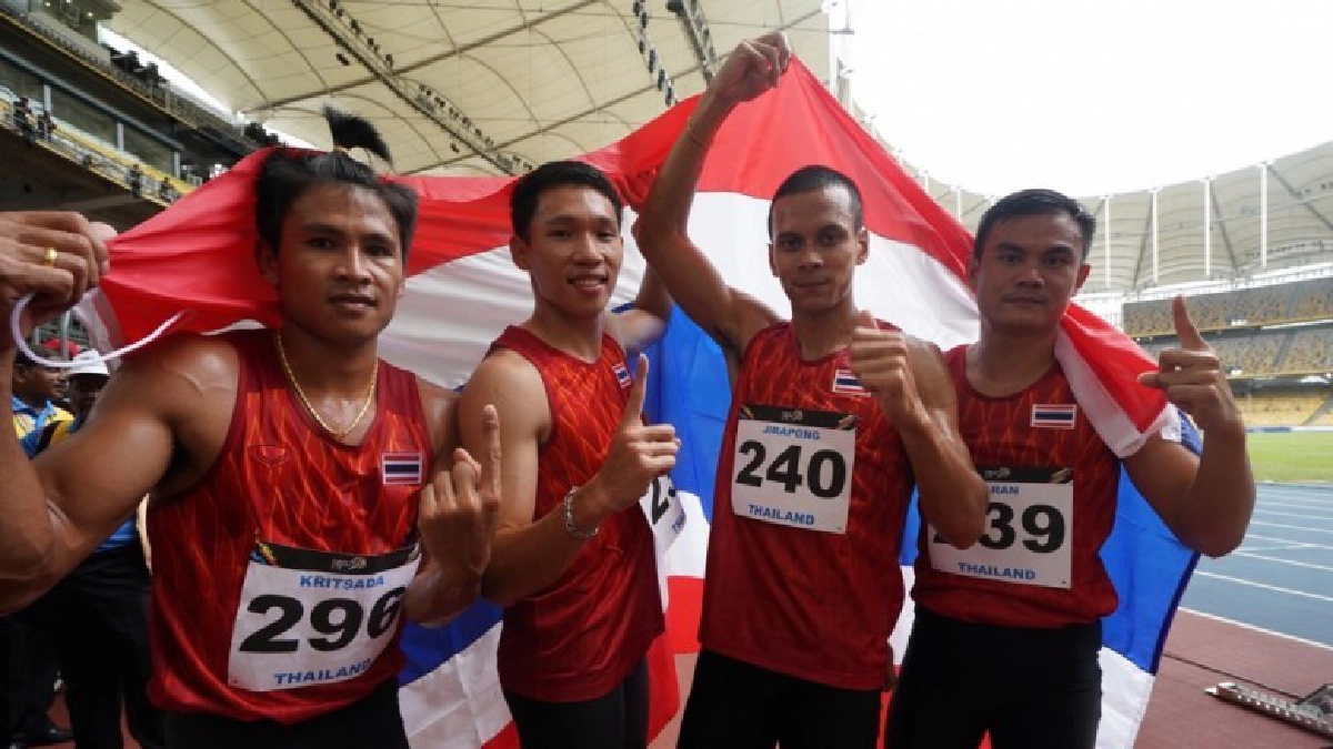 ทีม 4x100 ม.ชายทุบสถิติรอบ 10 ปี ซิวทองซีเกมส์ 3 สมัยซ้อน