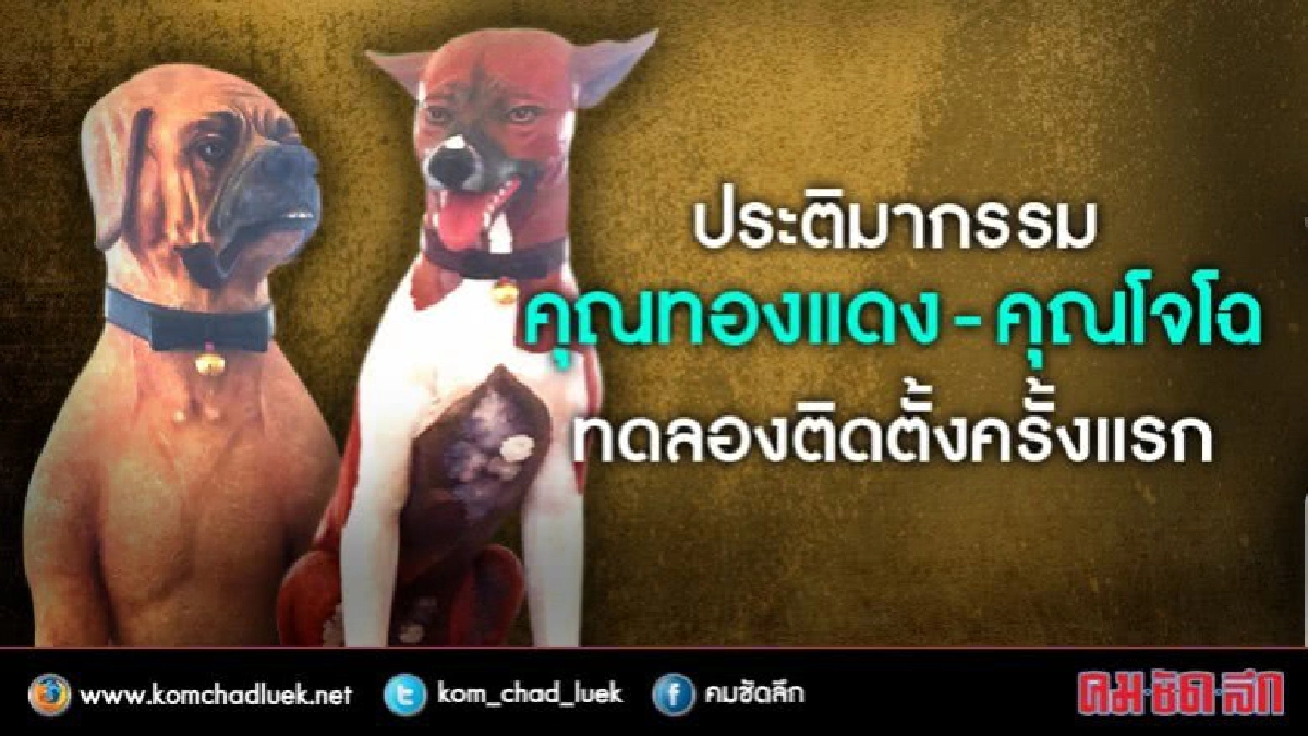 ทดลองติดตั้งครั้งแรกประติมากรรมคุณทองแดง-คุณโจโฉ 