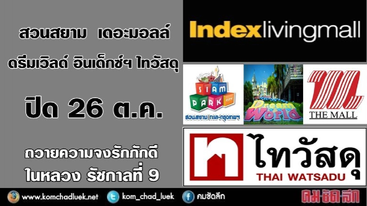 สวนสยาม-เดอะมอลล์-ดรีมเวิลด์-อินเด็กซ์-ไทวัสดุ ปิด 26 ต.ค.