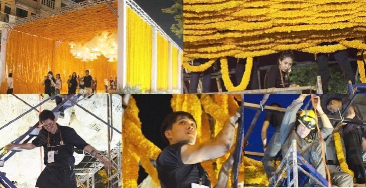 คนบันเทิงร่วมจิตอาสาทำซุ้ม 'ดอกไม้เพื่อ' คนบันเทิงร่วมจิตอาสาทำซุ้ม 'ดอกไม้เพื่อ'