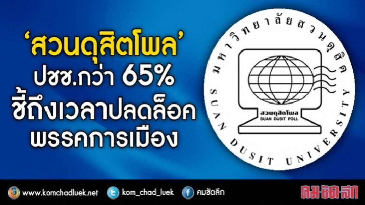 "สวนดุสิตโพล" ชี้  ถึงเวลาปลดล็อค พรรคการเมือง