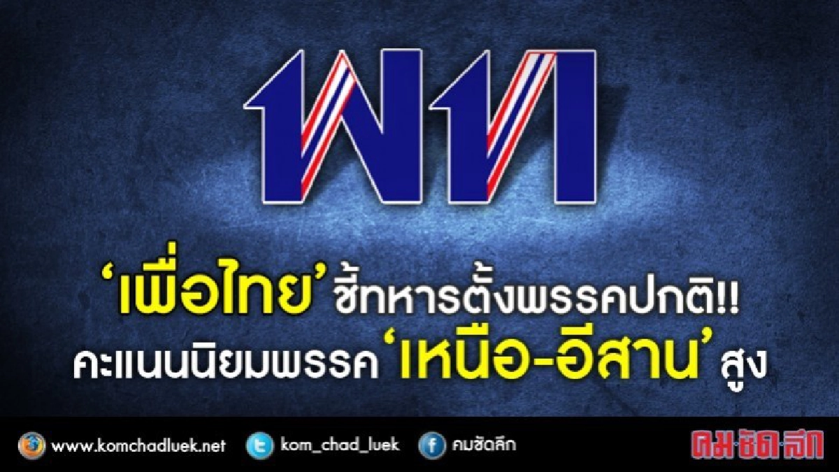 "เพื่อไทย" ชี้ ทหารตั้งพรรคปกติ !! ยันคะแนนนิยมพรรคยังสูง
