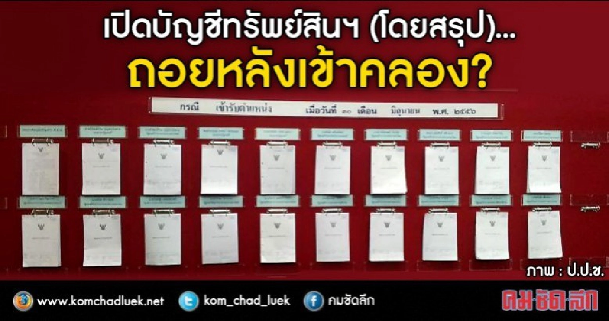 เปิดบัญชีทรัพย์สินฯ (โดยสรุป).. ถอยหลังเข้าคลอง ? เปิดบัญชีทรัพย์สินฯ (โดยสรุป).. ถอยหลังเข้าคลอง ?