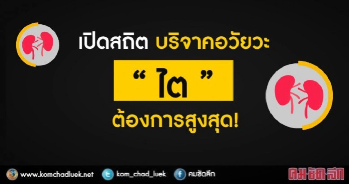 เปิดสถิติบริจาคอวัยวะภายใน ‘ไต’ ผู้รอรับสูงสุด! เปิดสถิติบริจาคอวัยวะภายใน ‘ไต’ ผู้รอรับสูงสุด!