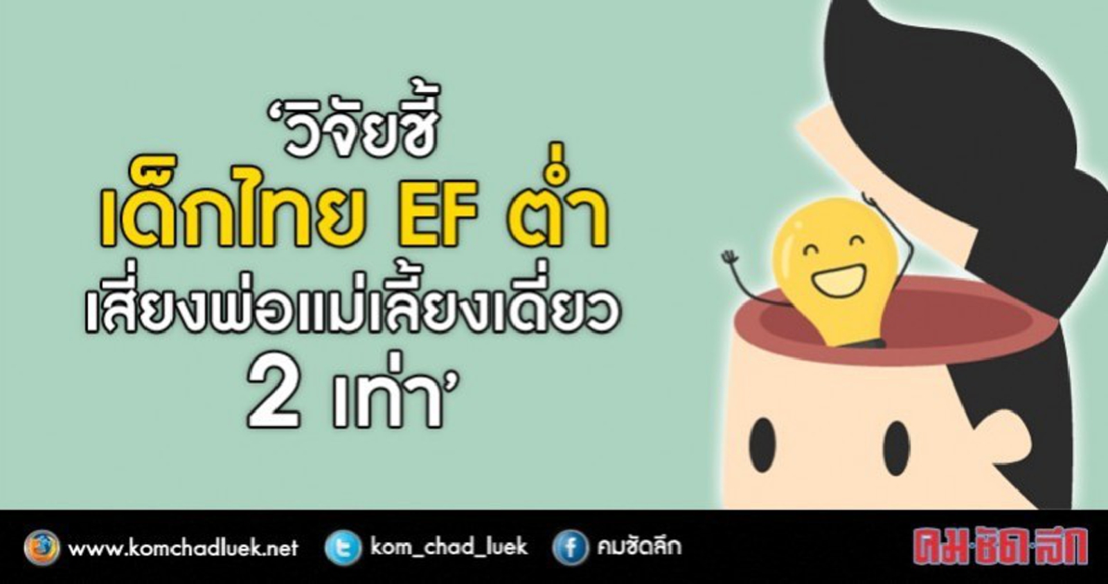 วิจัยชี้เด็กไทยเกือบ 30% มีปัญหาด้านการคิดเชิงบริหาร