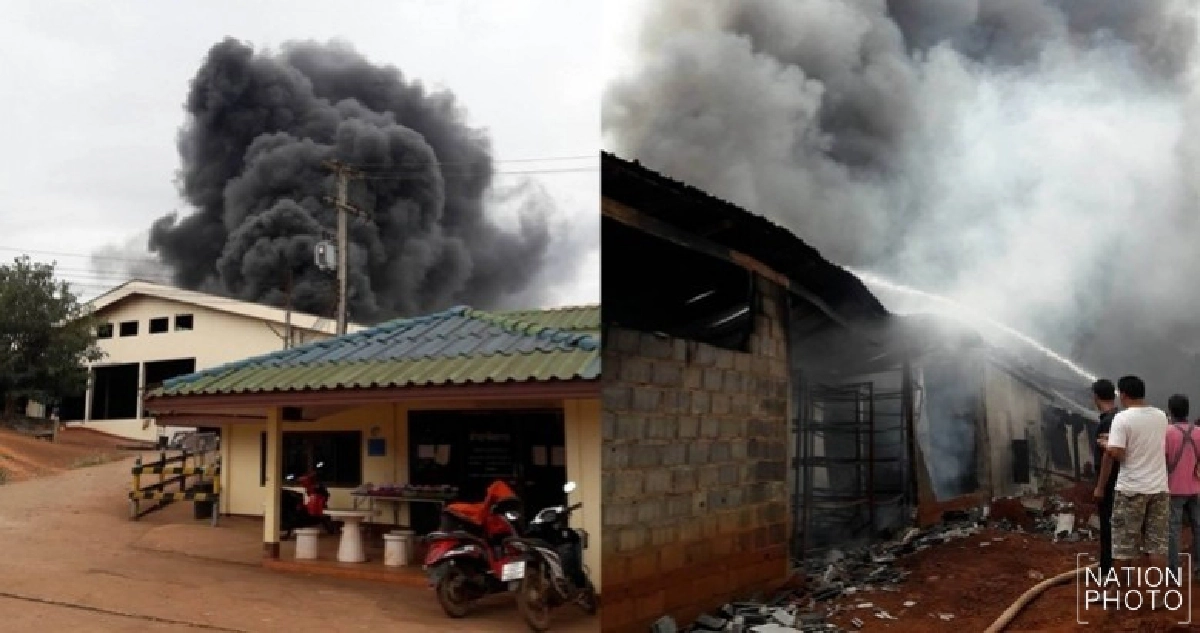 ไฟไหม้โรงอบควันยางพาราแผ่นบุรีรัมย์วอด 20 ตัน