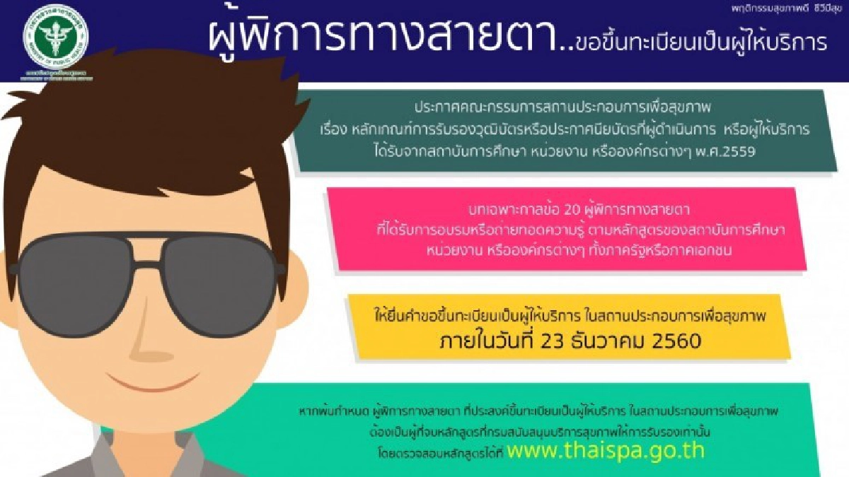 เตือน "หมอนวดตาบอด" เร่งขึ้นทะเบียนก่อนศุกร์นี้ 