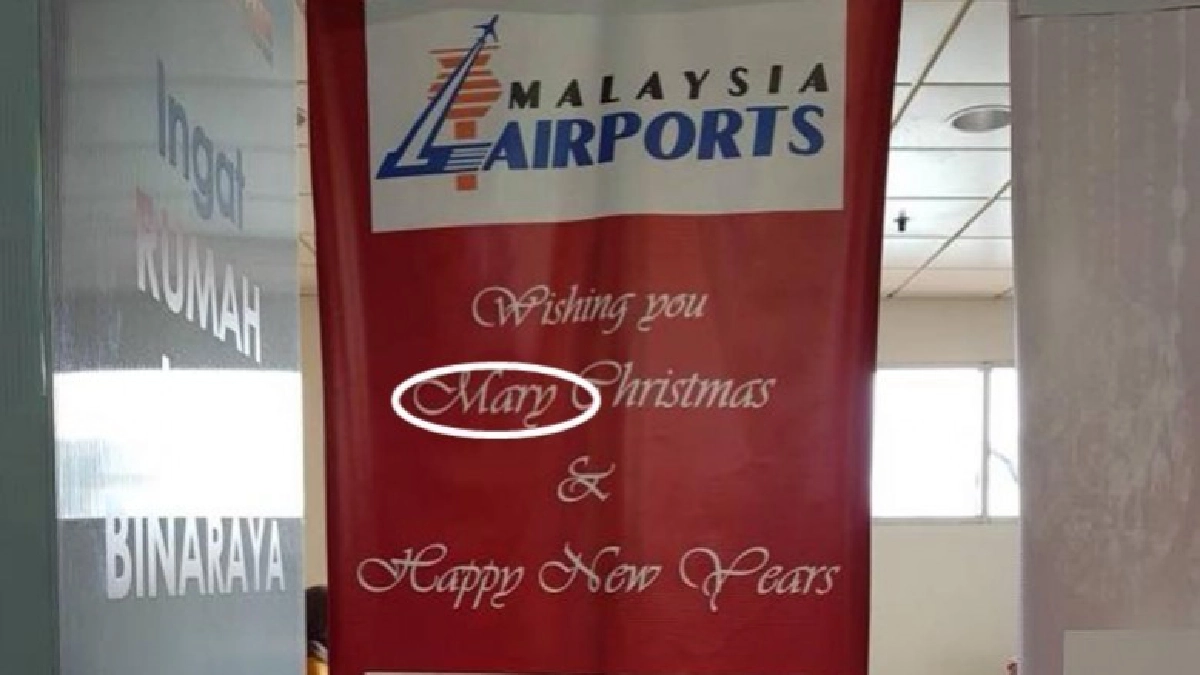 สนามบินมาเลเซียขอโทษสะกดผิด "Mary Christmas" 