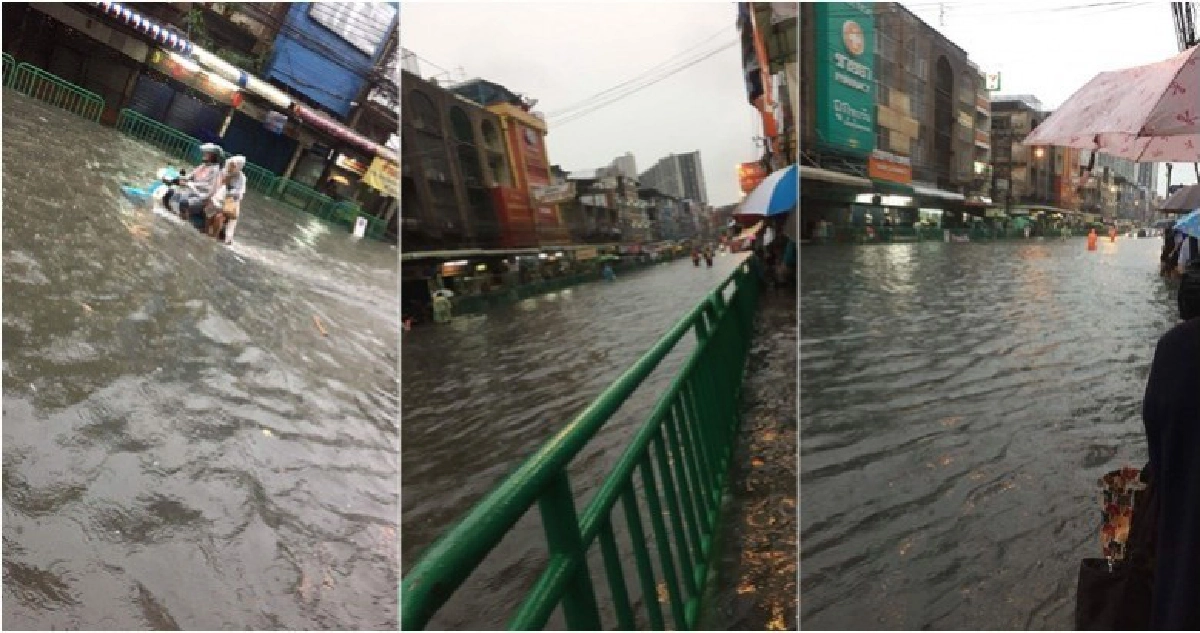 น้ำท่วมแยกอุดมสุข รถเล็กห้ามผ่าน-จราจรหนึบ น้ำท่วมแยกอุดมสุข รถเล็กห้ามผ่าน-จราจรหนึบ