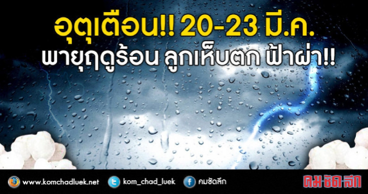 อุตุฯเตือนพายุฤดูร้อน 20-23 มี.ค.นี้ อุตุฯเตือนพายุฤดูร้อน 20-23 มี.ค.นี้