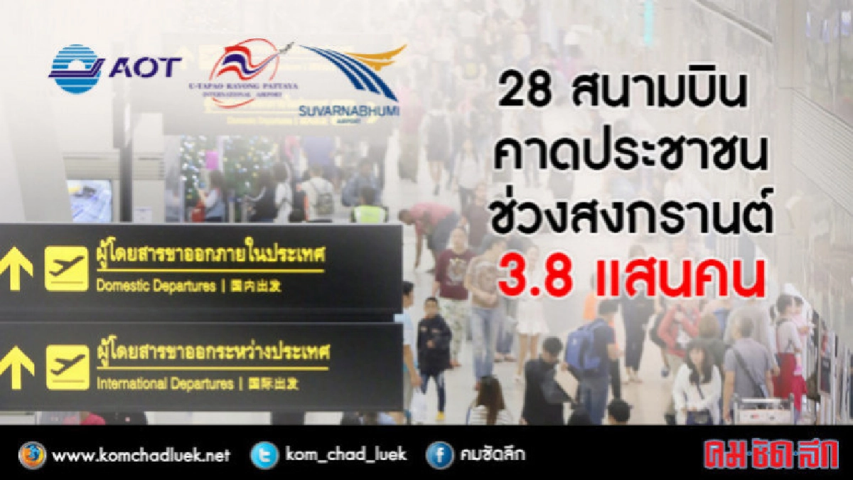 เอาอยู่ !! คาด" 28 สนามบิน" รองรับสงกรานต์ 3.8 แสนคน เอาอยู่ !! คาด" 28 สนามบิน" รองรับสงกรานต์ 3.8 แสนคน
