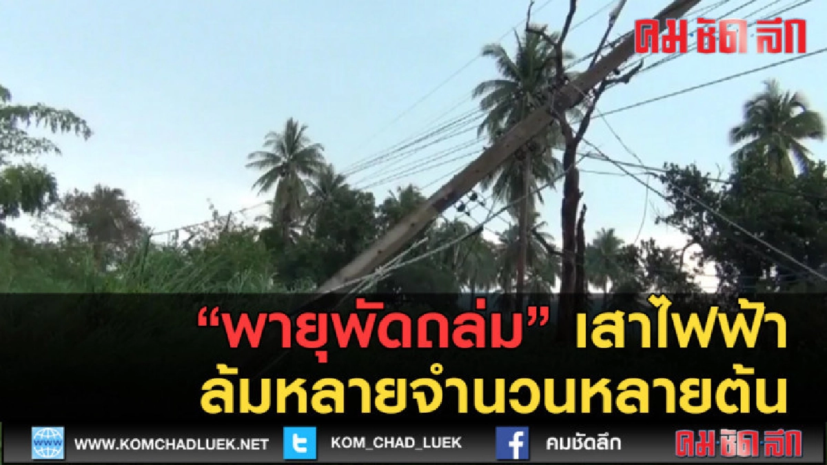 (คลิปข่าว) พายุพัดถล่ม เสาไฟฟ้าล้มหลายต้น