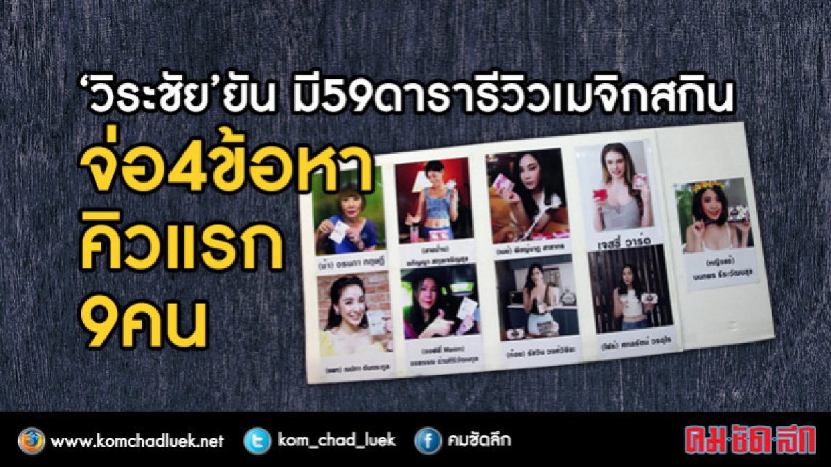 จ่อ 4 ข้อหา! คิวแรก 9 ดาราดัง"รีวิวเมจิกสกิน" จ่อ 4 ข้อหา! คิวแรก 9 ดาราดัง"รีวิวเมจิกสกิน"