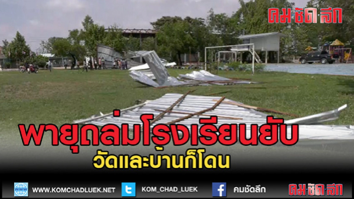 (คลิปข่าว)พายุหมุนพัดบ้าน วัด โรงเรียนพังยับนับร้อย