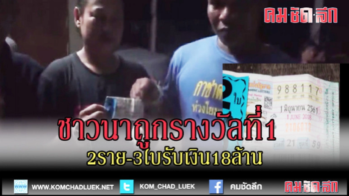(คลิปข่าว) ชาวนา 2 ราย ถูกรางวัลที่1 ได้เงินกว่า 18 ล้านบาท (คลิปข่าว) ชาวนา 2 ราย ถูกรางวัลที่1 ได้เงินกว่า 18 ล้านบาท