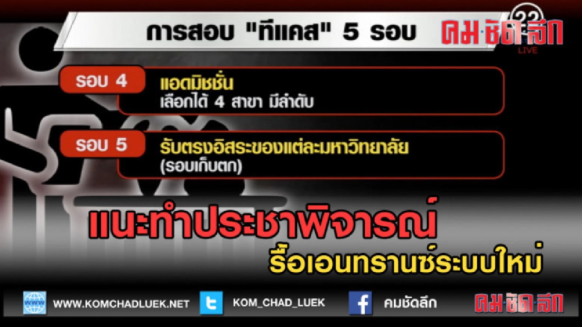 (คลิปข่าว) แนะทำประชาพิจารณ์ รื้อเอนทรานซ์ระบบใหม่