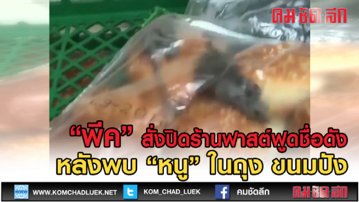 (คลิปข่าว) สั่งปิดร้าน ฟาสต์ฟูดชื่อดังหลังพบหนูในถุงขนมปัง