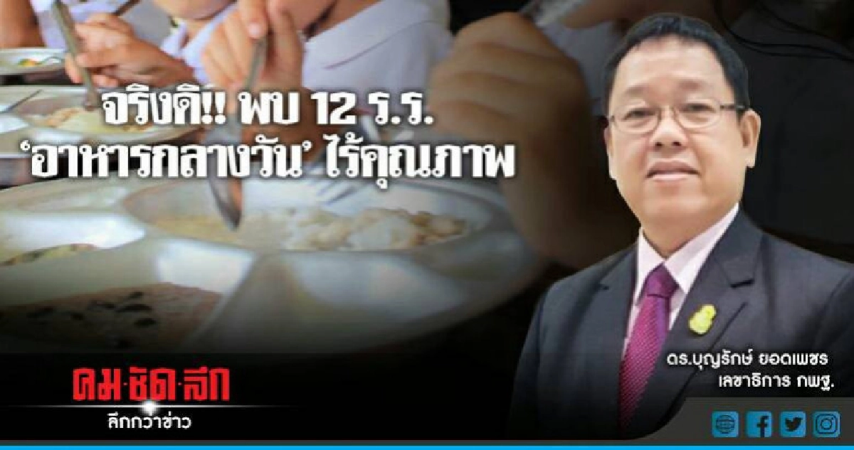พบ12 ร.ร. "อาหารกลางวัน" ไร้คุณภาพ